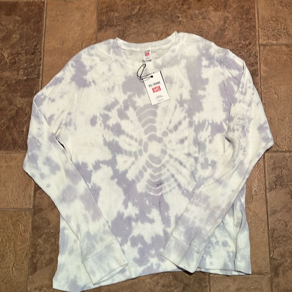 Re/Done tie-dye thermal long sleeve top